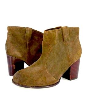 Splendid Lakota Neutral Tan Suede Western Inspired Ankle Boots Booties Size 8.5